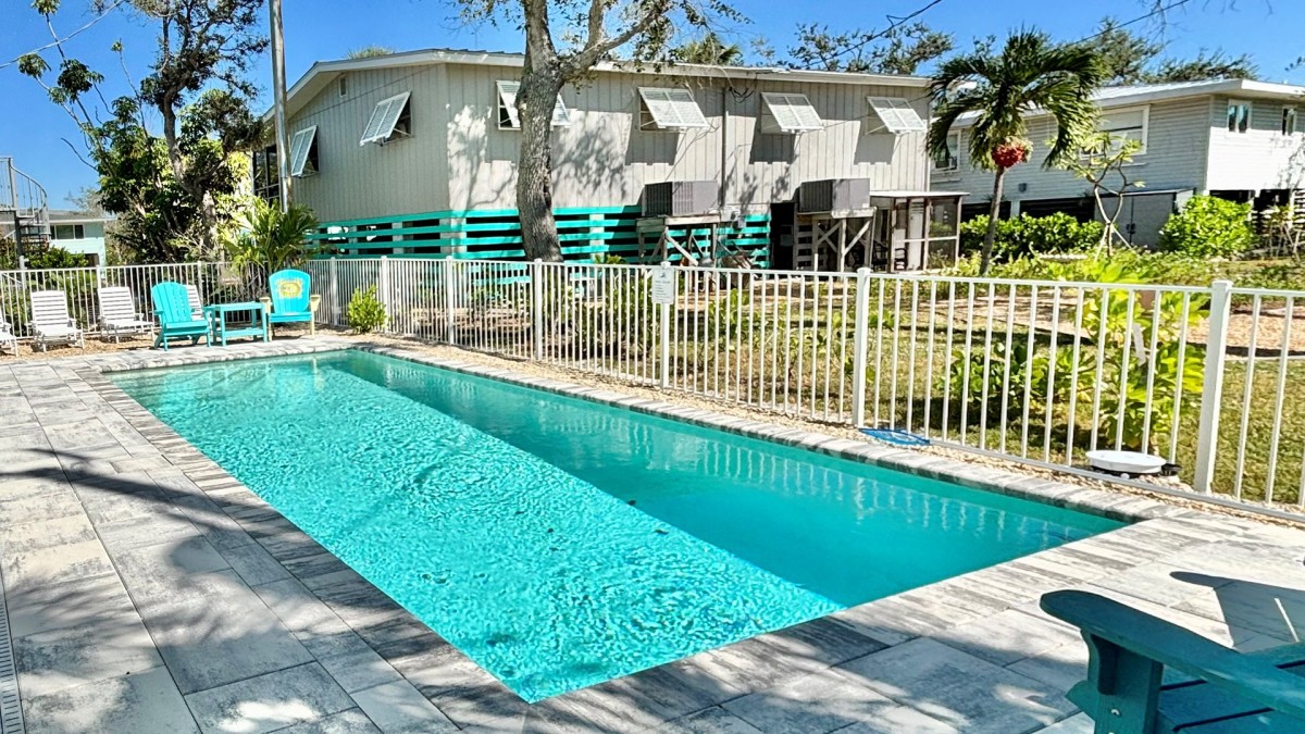 Wide view of the heated pool